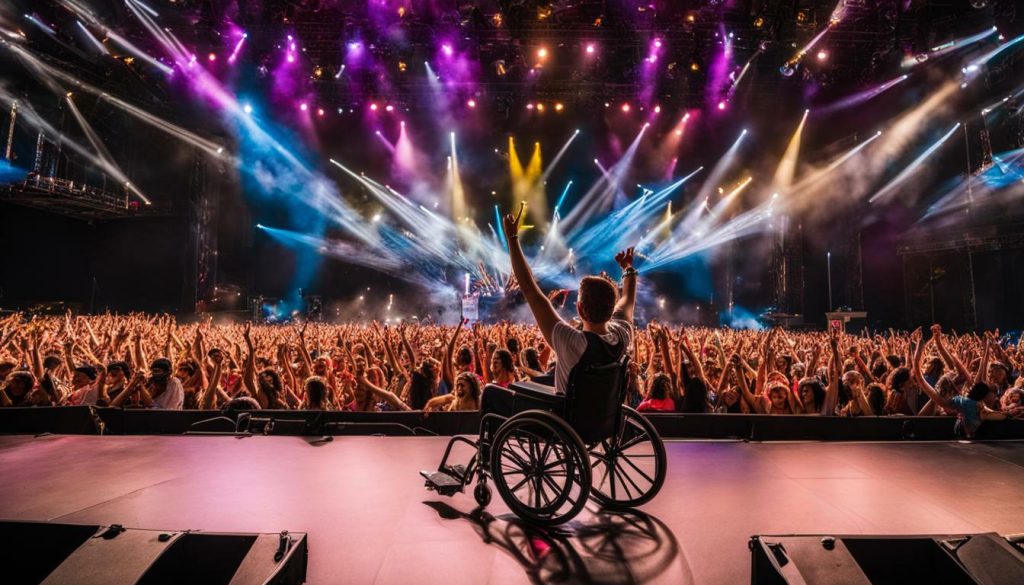 expérience des festivals de musique en fauteuil roulant